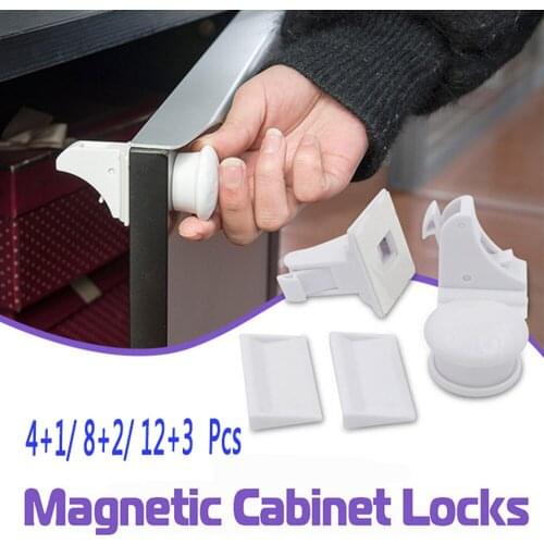 4+1 Pcs Magnetic Child Lock Plastic Infant Security Locks Drawe Latch Cabinet Door Limiter Children Protection Baby Safety Lock