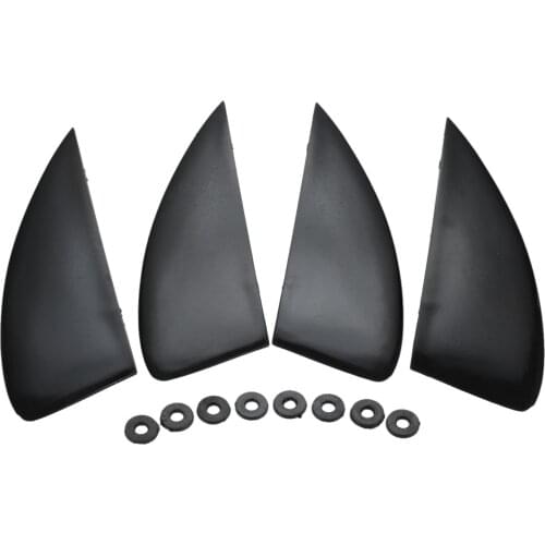 4 Pcs/Set Black Universal Professional Surfing Fins with Rubber Washers for Kite Surfing Boards Kiteboarding Kiteboard 48x134mm