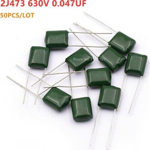 50PCS/Lot 2J473J 630V 0.047UF 47nF 2J473 Polyester Film Capacitor Capacitance