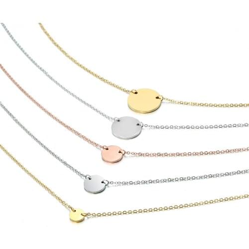 50cm High Quality Custom Glossy Rouned Pendant Necklaces Gold Color Stainless Steel Lettering Necklaces Fashion Jewelry