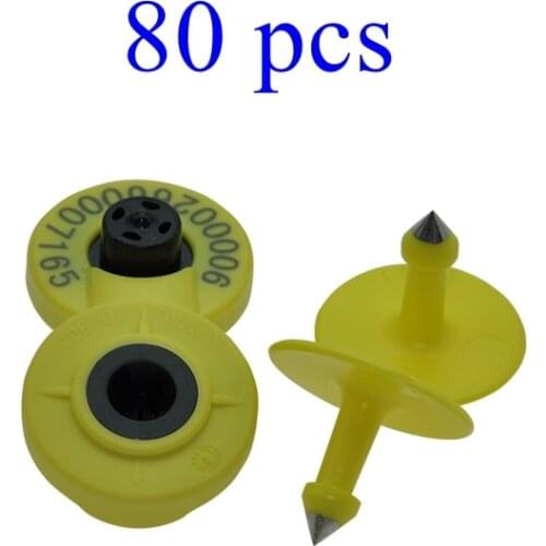 80pcs Ear Tags for Sheeps Cattle Cow Identification LF Engraved RFID Mini Chip Animal Id Tag Earrings TPU