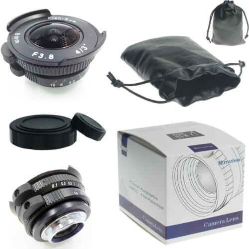 8mm F3.8 CCTV TV Movie c mount Wide Angle Fisheye Lens for Sony NEX3/5T/6/7 A5000 A6000 A5100 A7S A7R A7II mirrorless camera