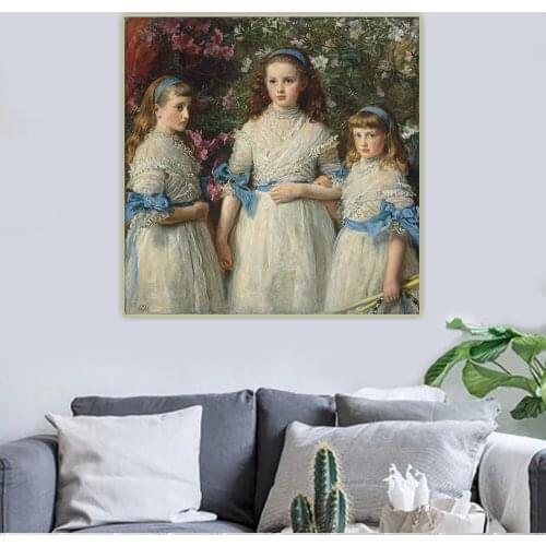 John Everett Millais《Sisters,1868》Canvas Art Oil Painting Artwork Poster Picture Wall Hanging Decor Home Living Room Decoration