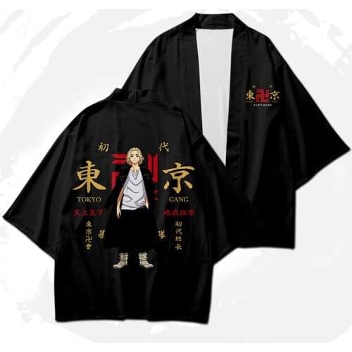 Anime Tokyo Revengers T-shirt Hanagaki Takemichi Ken Ryuguji T-Shirt Polyester Summer Tees Tops Black and White Pattern Haori