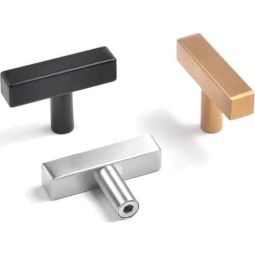 HJY Brushed Black Gold Silver Kitchen Door Knobs Handles Cabinet Pull Furniture Cupboard Drawer Knobs T Bar Handle T019