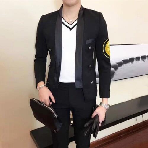 Suit 2020 Small Blazer Masculino Embroidery Badge Self-cultivation Mans Suit Show Male Model Master Clothes Blazer Hombre