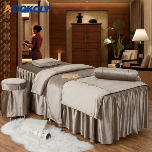Beauty Salon Massage 4pcs Bedding Set Duvet Cover Set Bed Skirt Sheet Fumigation Spa Massage Bed Linen Bedspread Pillowcase Set