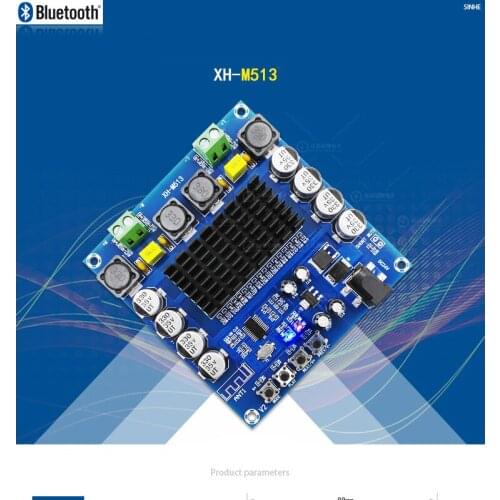 KYYSLB TDA7498 High Power Bluetooth Amplifier Board DC12~24V 100W*2 Digital Power Amplifier Board XH-M513 Two Channel Stereo