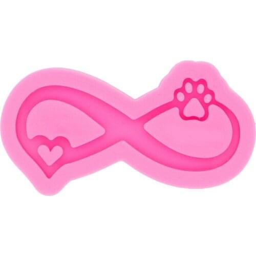 Love Ribbon Bear Paw Keychain Epoxy Resin Mold Necklace Pendant Silicone Mould K3ND