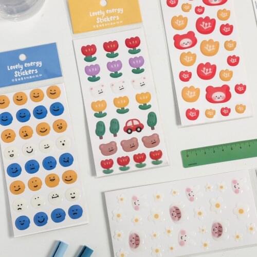 1 Sheets Lovely Energy Series Stationery Stickers Crystal Epoxy Transparent Diary Korea Stationery Stickers Aesthetics