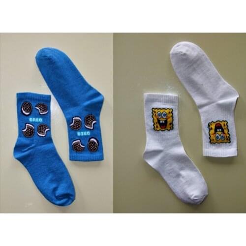 Funny Socks Unisex 19different Colors Cute Socks Female Design School Student New Unisex Mixed Pattern 10 Double Color College