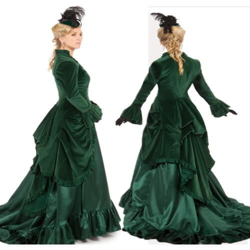 New Arrival!Retro Green Taffeta Vintage Costumes Victorian dresses Civil War Gown historical dresses Retro regency dress HL-107