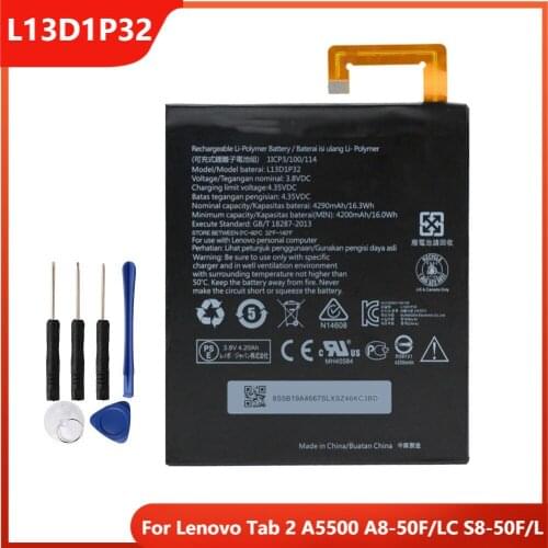 Original Tablet Battery L13D1P32 For Lenovo Tab 2 A5500 A8-50F/LC S8-50F/L Replacement Rechargable Batteries 4290mAh