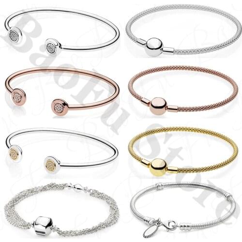 Original 100% 925 Sterling Silver Bracelet Open Type Classic Signature Net Chain Personality Suitable For Original Woman Jewelry