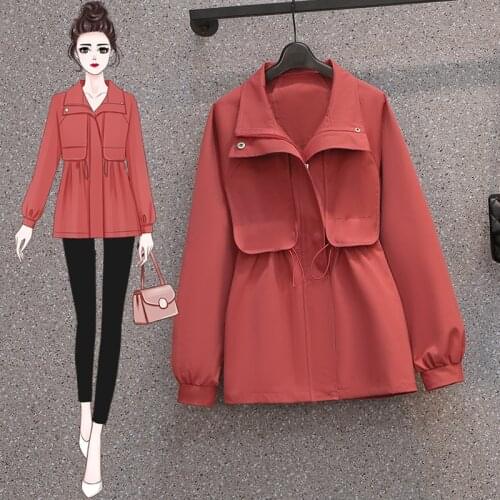 EHQAXIN Autumn Winter Large Size Women Trench Coat Fashion Casual Drawstring Workwear Jacket Zipper Button Coat For Girls M-4XL