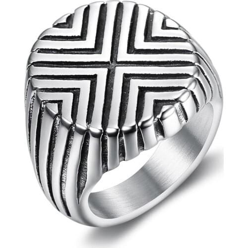 Simple retro vintage geometric ring for men women biker ring men stainless steel ring design party holiday gifts for boyfriends