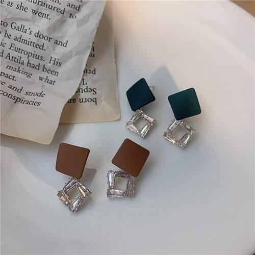 Besimpol Geometric 925 Silver Stud Earrings Elegant Simple Color Matching Earrings For Women Party Female Fine Jewelry Gifts