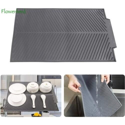 Multi-size Folding Silicone Draining Board Mats Flume Drainer Dish Drying Mat Anti-Skid Heat Insulation for Kitchen Universal