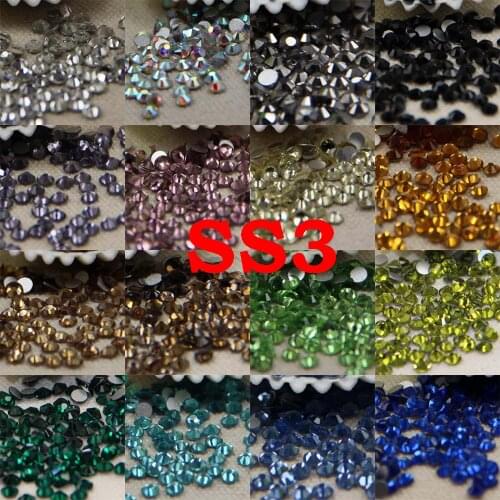 SS3/1.2mm 25Colors 1440pcs Strass Nail Art Glass FlatBack Nail Rhinestone 3D Non HotFix Nail Art Decoration DIY Glass Manicure