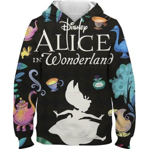 Cartoon Anime Alice in Wonderland Hoodies Women Cool Sweatshirts 3D Printed Boy Girl Kids Pullover Long Sleeve Streetwear Coat