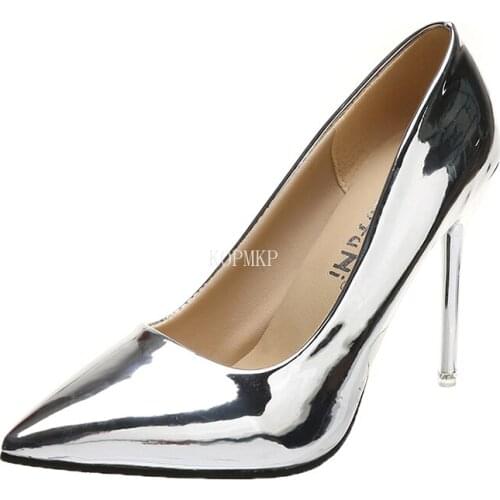 Shoes New Women Pumps Sexy High Heels Pointed Toe Silver Gold Thin Heels Wedding Shoes Ladies Shoes Kopmkp Women Shoes Stiletto
