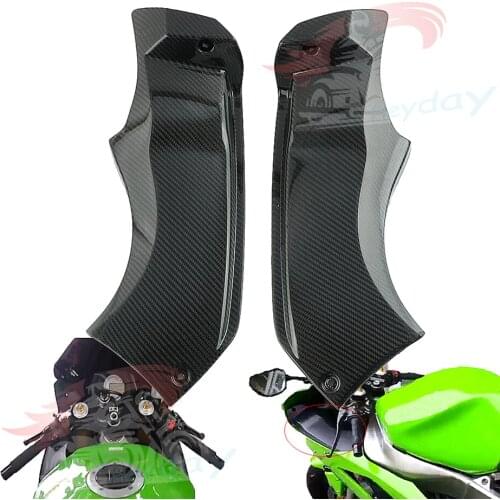Upper Front Carbon Fiber Air Intake Cooler Cover Fairing For Kawasaki zx-6r 2003-2004 636 hood side panel shell