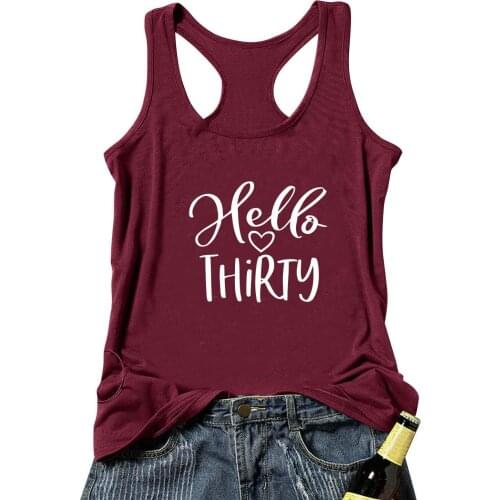Vest Hello Thirty Graphic Summer Funny Casual Womens Tank Tops 30th Birthday Shirt Birthday Gift 30th Birthday