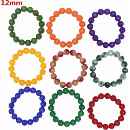 15 Style Strecth Bracelet Natural Stone Jades Crystal 12mm Yoga Beaded Bracelets for Women Gift Charm Wristband Jewels 19cm B366