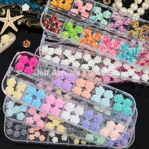 1 Box 3D Nail Art Decoration Charms Set Various Rose Flowers Butterfly Pearls Beads Acrylic Nail Accessories Supplier Kits