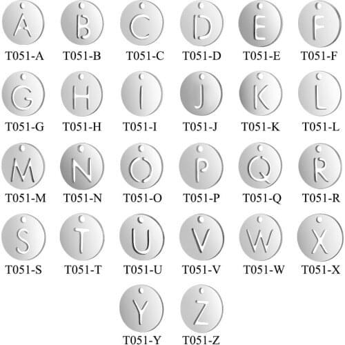 10pcs/lot Stainless Steel High Polished Cut Out Round Alphabet Charms DIY Initials From A-Z Pendant Accessories