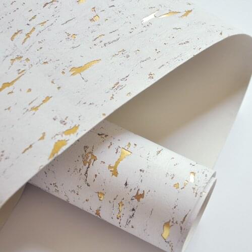 2021Modern White Cork Wallpaper Roll Metallic Gold Backing MYWIND Wallcovering Natural Textured Home Decor Wood Wall Paper