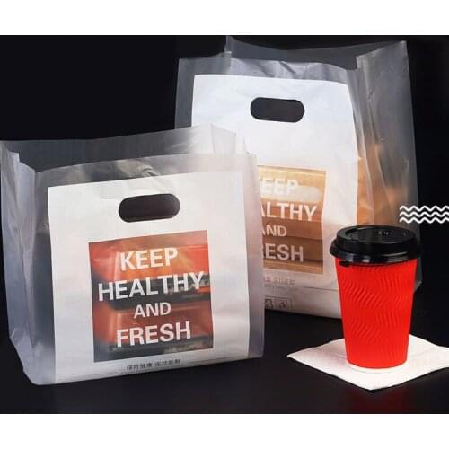 50pcs Plastic Gift Bag Cloth Storage Shopping Bag with Handle Party Wedding Plastic Candy Cake Wrapping Food Takeaway Bags