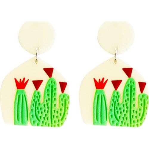 M&G Acrylic Earrings for Women Geometric Cactus Bird Leaf Pendant Dangle Earrings Fashion Jewelry Accessories Hot Sale Girl Gift