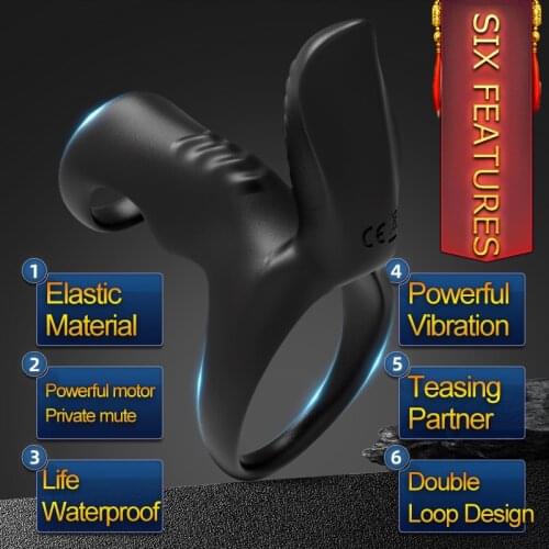 OMYSKY Penis Vibrator Ring Ejaculation Delay Rabbit Vibration Clitoris Stimulator Penis Erection Ring Sex Toys for Couple