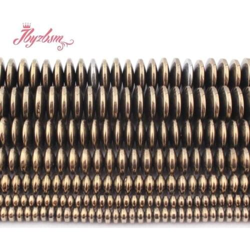 Natural Rondelle Hematite Pyrite Color 2x3/3x8/3x12mm Stone Beads For Necklace Bracelet Earring Woman Jewelry Making Strand 15"