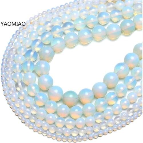 Natural Stone Opal Beads Opalite 4/6/8/10/12MM Fit Diy Make Up Charms Beading Beads For Jewelry Making Accessories Free Shipping