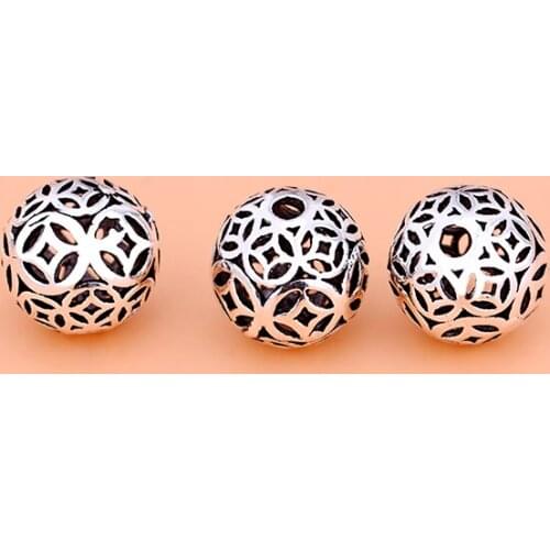 S925 sterling silver beads loose, hollow copper beads, string beads creative material text play bracelet accessories