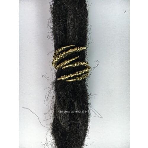 1pcs-2pcs Antique golden Eagle Claw hair braid dread dreadlock beads rings tube For Braiding Extension Accessories