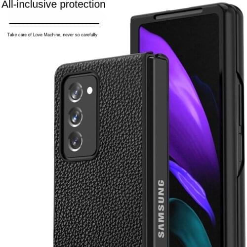 Lychee texture genuine Leather Case For galaxy Z fold 2 case Galaxy Fold Galaxy Z Flip F9000 samsung galaxy z fold 2 case