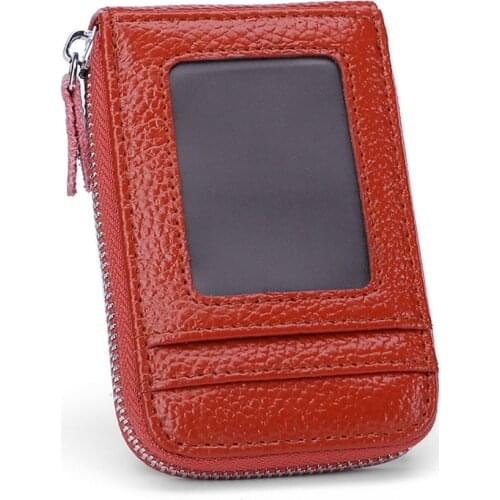 Genuine Leather Card Holder Cowhide ID Credit Card Rfid Multi-card Case Zipper Coin Money Bags Card Holder Card Case
