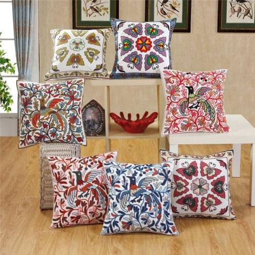 Hap-deer Decorative embroidery sofa cushion throw pillows 45cm*45cm without filling soft towel embroidered flowers
