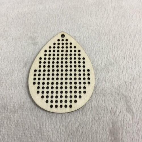 Wood Necklace Punched For Cross Stitch-drop Shape