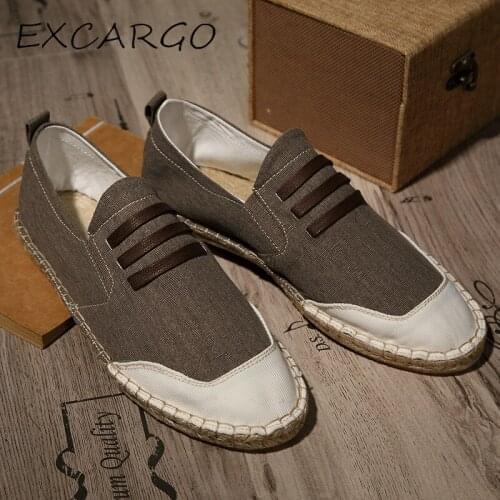 EXCARGO Men Casual Canvas Shoes Light Fashion Fisherman 2019 Loafers Flats For Men Breathable Male Shoe Adult Casual Loafers 45