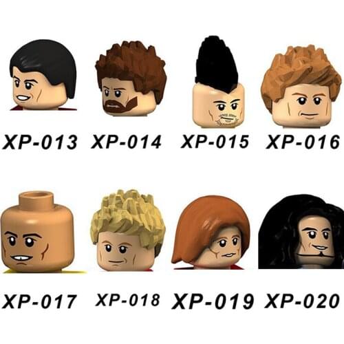 8pcs Action Figures Heads basketball player Beckham Messi Cristiano Ronaldo Neymar De Bruyne Modric Cavani Soccer Figure Blocks