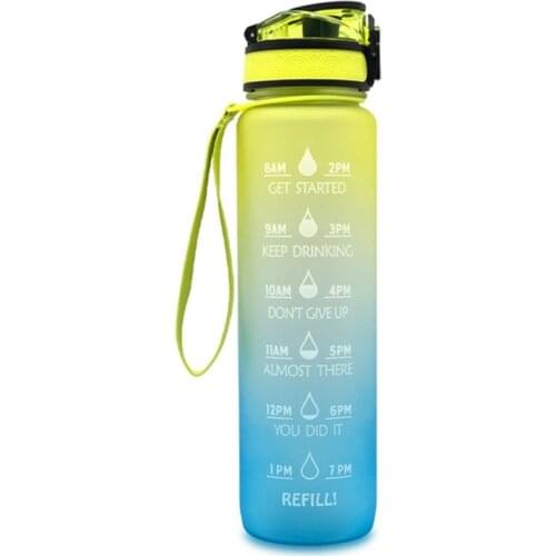 32OZ Leakproof BPA Free Drinking Water Bottles with Time Marker Straw Sports Gym Bottles Hiking Camping Drink Bottle