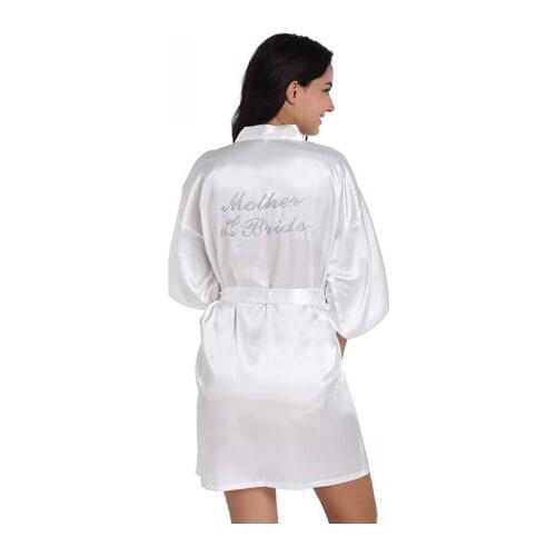 "Mother of the Bride" Robe on the Back Wedding Robe Silk Satin Kimono Robe Fashion Night Robe Short Dressing Gown For Wome