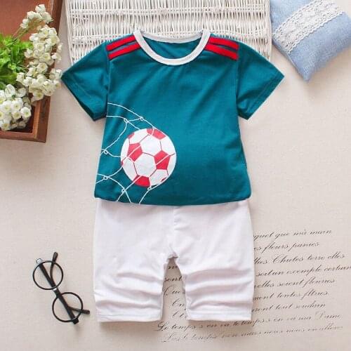 Cotton summer baby childrens soft short-sleeved shorts suit T-shirt toddler boys and girls kids cartoon cute clothes 1-5 years