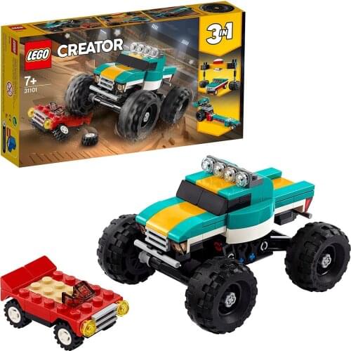 LEGO 31101 Creator 3in1 Monster Truck Demolition Car Toy - Muscle Car - Dragster Building Set, Vehicle Collection Series