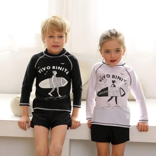 Boys Girls Two Piece Rash Guard Swimsuits Kids Long Sleeve UV Sun Protection Sunsuit Swimwear Swim Snorkeling Suits Beachwear