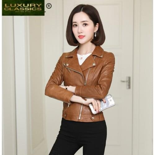 Jacket 100% Genuine Leather Women Clothes 2021 Korean Montone Biker Real Sheepskin Coat Female Short Jacket Hiver SD3365
